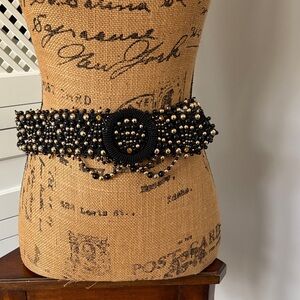 Elegant Black Beaded Belt